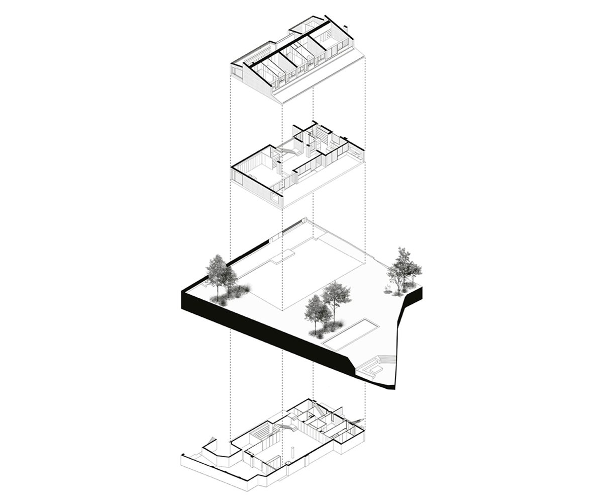Jofre Roca Taller Arquitectura casa SV Barcelona planta axonometria